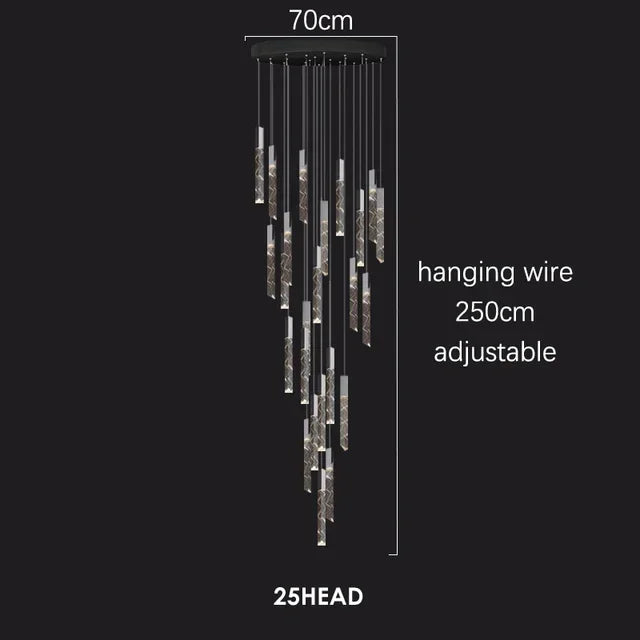 DecorBites™ Crystal Chrome LED Chandelier: Luxury Duplex Stair Loft Pendant Light for Living Room