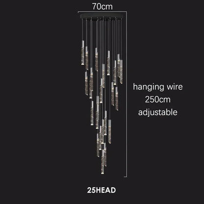 DecorBites™ Crystal Chrome LED Chandelier: Luxury Duplex Stair Loft Pendant Light for Living Room