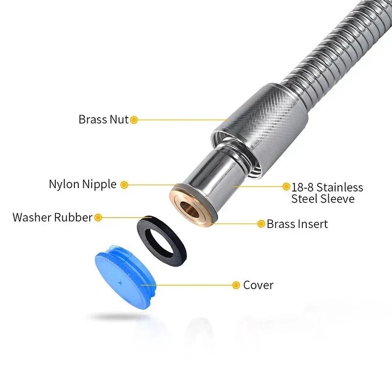 خرطوم دش DecorBites™ الفضي المقاوم للصدأ بطول 3 أمتار للصنبور المشترك - ملحق حمام