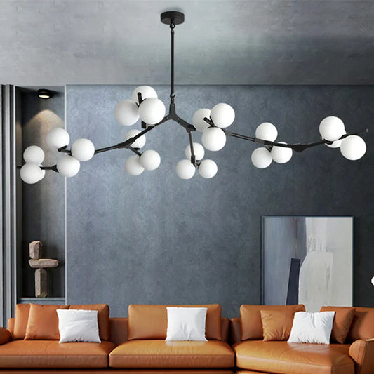 DecorBites™ Glass Balls LED Chandelier: Molecular Living Decoration, Modern Branches Pendant Lighting Fixtures.
