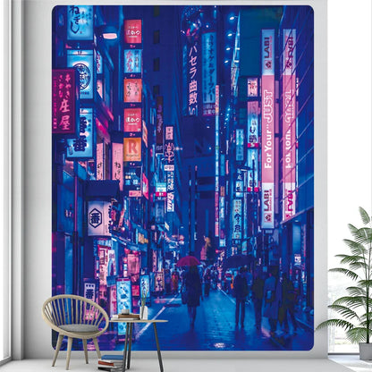 Decobites Tokyo Nightlife Tapestry: Japanese Wall Hanging Bohemian Decorative Sheet