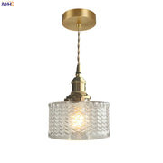 Green Glass Pendant Light Polished Copper 3-Head