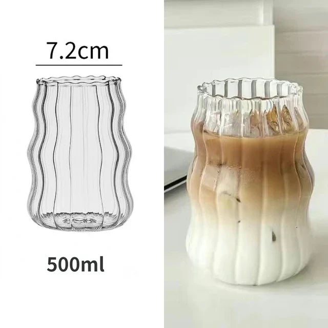 DecorBites™ Heat-Resistant Stripe Glass Cup for Home and Office Drinkware