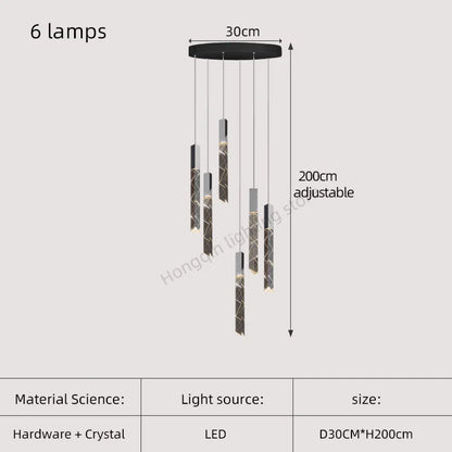 DecorBites™ Gold Crystal Stairs Chandelier Luxe LED Pendant Light Luxury Indoor Lighting