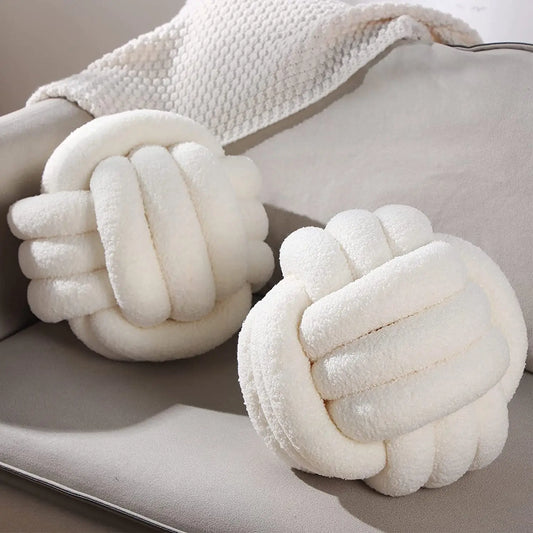 DecorBites™ Boucle Knotted Circle Soft Pillows - Home Decorative Round Ball Throw Plush Pillows