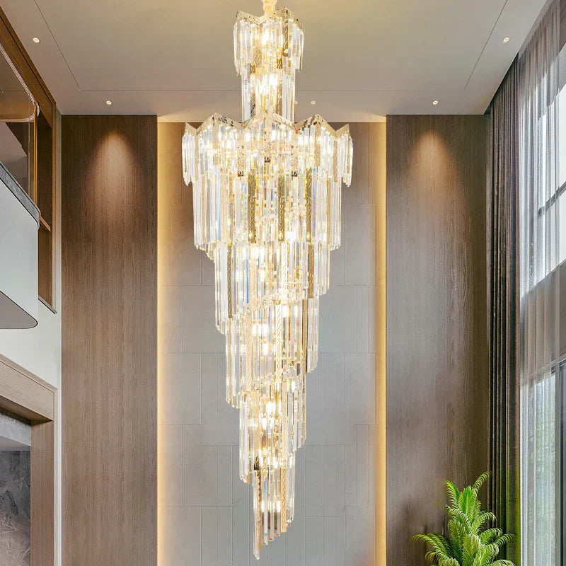 DecorBites™ Crystal Chandelier: European Villa Hotel Luxury Hollow Building Middle Floor Lighting