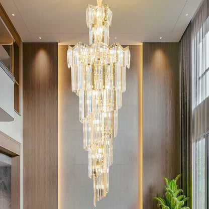 DecorBites™ Crystal Chandelier: European Villa Hotel Luxury Hollow Building Middle Floor Lighting