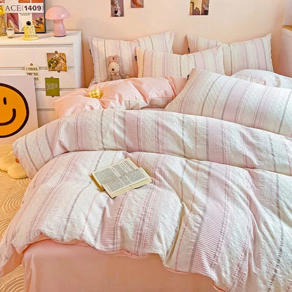 DecorBites™ Jacquard Cotton Bedding Set for Queen King Size - Skin Friendly Comforter Cover