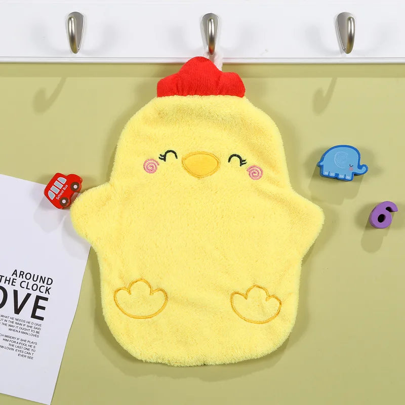 DecorBites™ Cartoon Animal Shape Coral Velvet Hand Towel for Kids, Absorbent Kitchen Bathroom Cleaning Towels