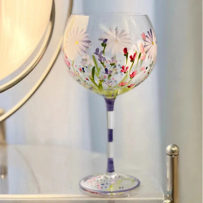 DecorBites™ Crystal Hand-Painted Floral Wine Goblet - Chinese Antique Red Wine Glass