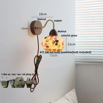 DecorBites™ LED Tiffany Style Wall Lights Pull Chain Sconce Colorful Glass Stair Fixture