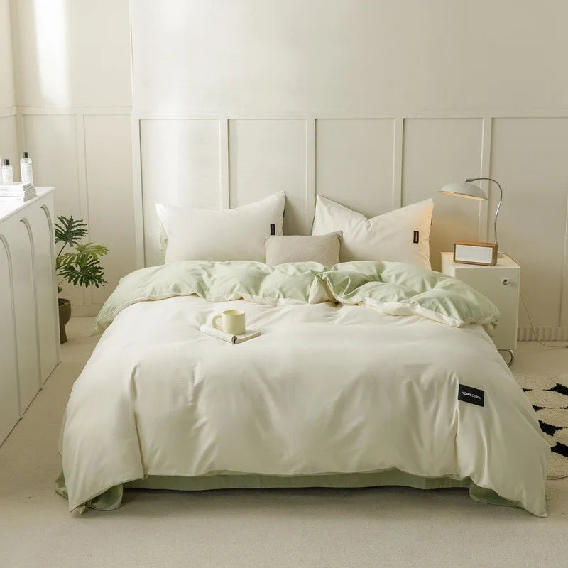 Decorbites™ beidseitiges farbabstimmendes Baumwoll-Bettwäsche-Set für Erwachsene