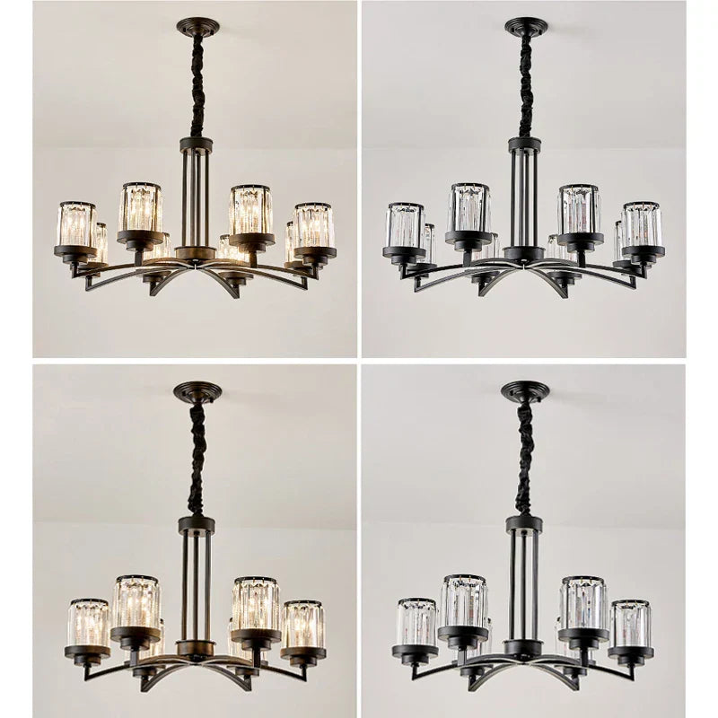 DecorBites™ Black Art Crystal Chandelier for Luxury Living Room Bedroom Lighting Fixtures