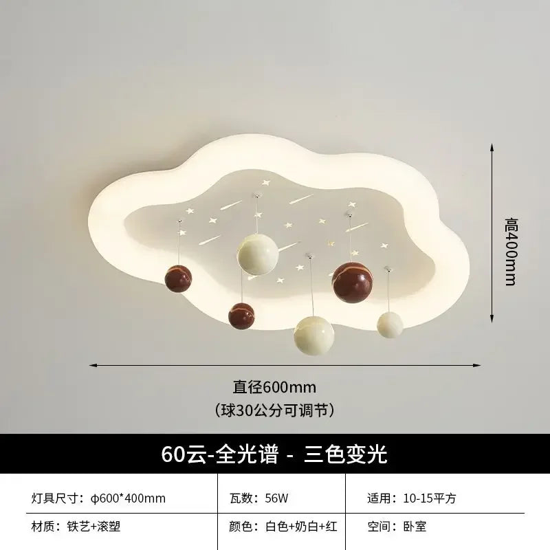 Lámpara de Araña en la Nube para Niños Decorbites™ para la Habitación de los Niños, Espectro Completo, para Niños y Niñas, Estilo Crema