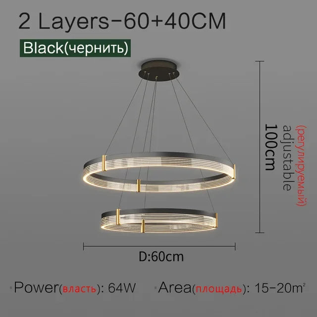 DecorBites™ Circle Chandelier Acrylic Shade, High-End Designer Hanging Lighting for Home and Restaurant