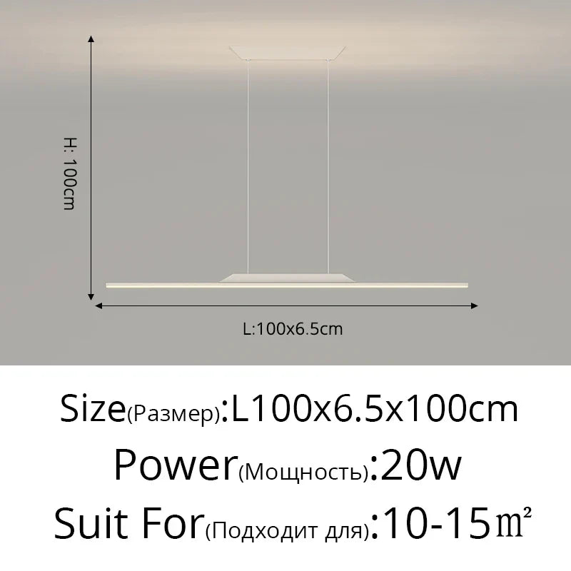 Minimalist LED Pendant Light Gold 150cm Dimmable