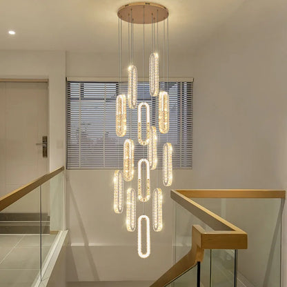 DecorBites™ Crystal LED Chandelier: Modern Luxury Long Lighting Fixtures for Living Room Staircase