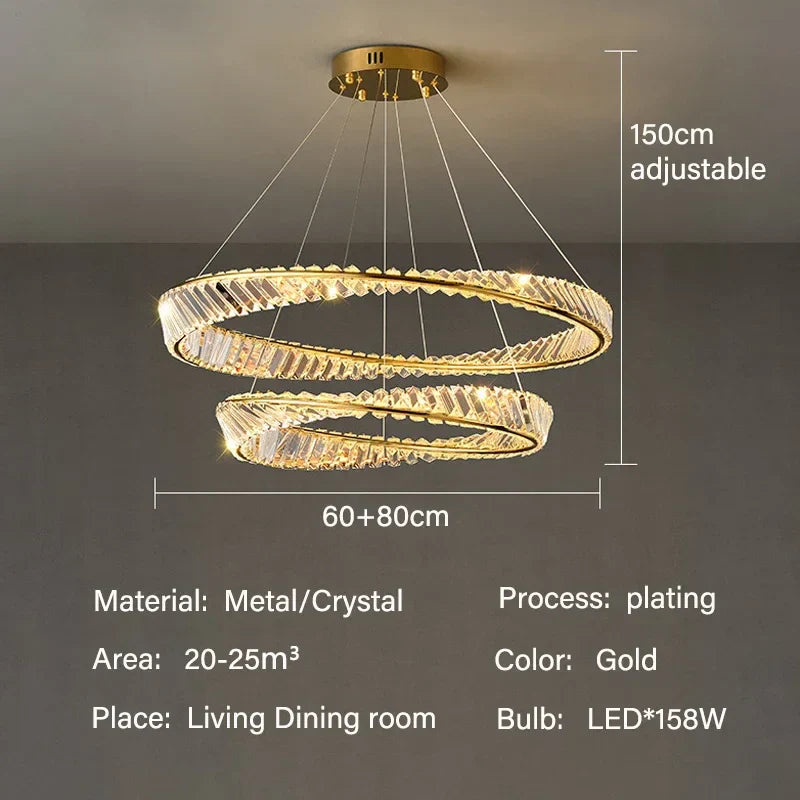 Chandelier de Colgante de Cristal LED Oro Decorbites™ para Iluminación y Decoración de Lujo en Sala de Estar y Comedor