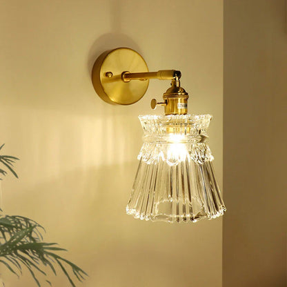 DecorBites™ Brass Mirror Wall Sconce with Glass Shade for Bedroom and Living Room
