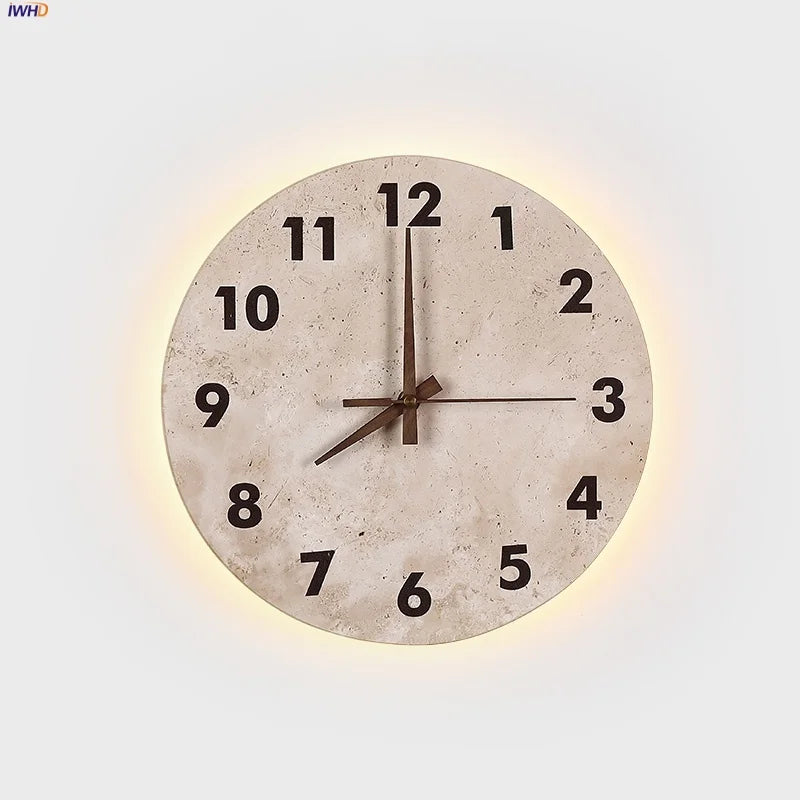 DecorBites™ LED Stone Clock Wall Lamp Sconce, Modern Nordic Yellow Cave Bathroom Mirror Light