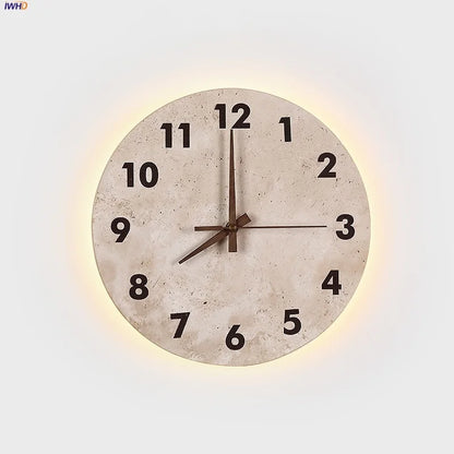 DecorBites™ LED Stone Clock Wall Lamp Sconce, Modern Nordic Yellow Cave Bathroom Mirror Light