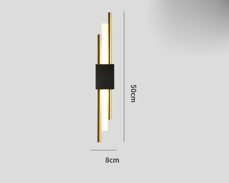 DecorBites™ Gold Tube Wall Sconce Iron Acrylic Modern Bedroom Living Room Lamps