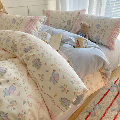 DecorBites™ Cartoon Printed Cotton Bedding Set - Soft, Skin-Friendly Duvet Cover