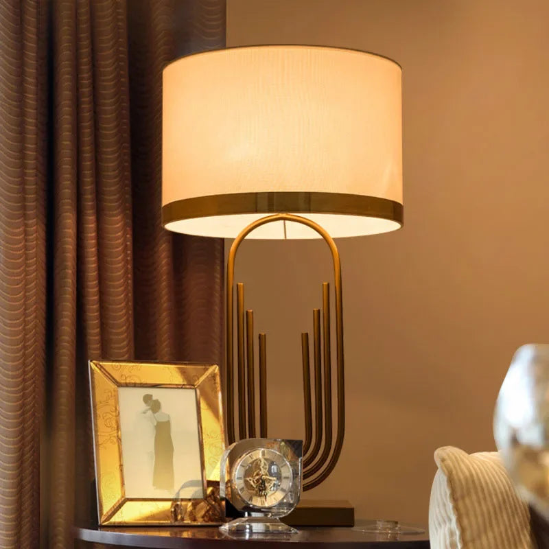 DecorBites™ Brass Table Lamp: Modem Luxury Antique Gold Lighting for Home Decor & Office Room