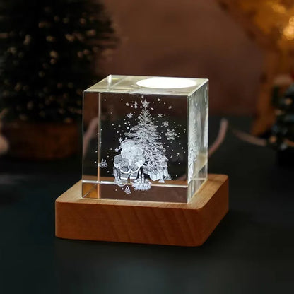 DecorBites™ 3D Moon Solar Galaxy Crystal Glass Cube Night Light Desktop Decor