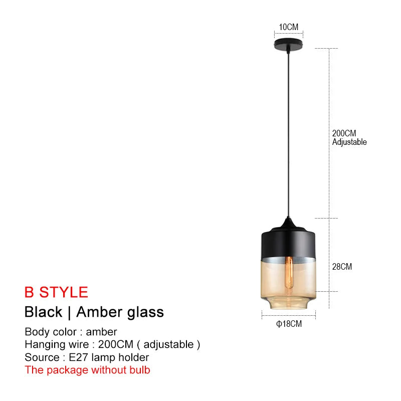 ثريا ديكوربايتس™ الزجاجية السوداء: ثريا نورديك عصرية لغرفة الطعام والمطبخ وغرفة النوم والمطعم