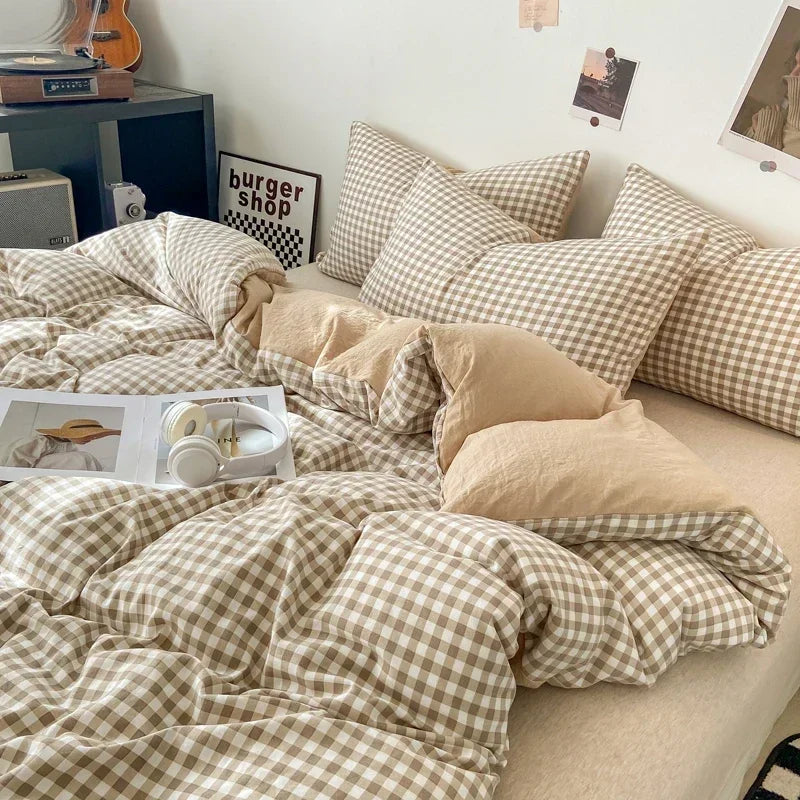 Check Cotton Duvet Set