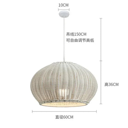 DecorBites™ Chinese Style Outdoor Rattan Weaving Pendant Lights for Courtyard and Garden