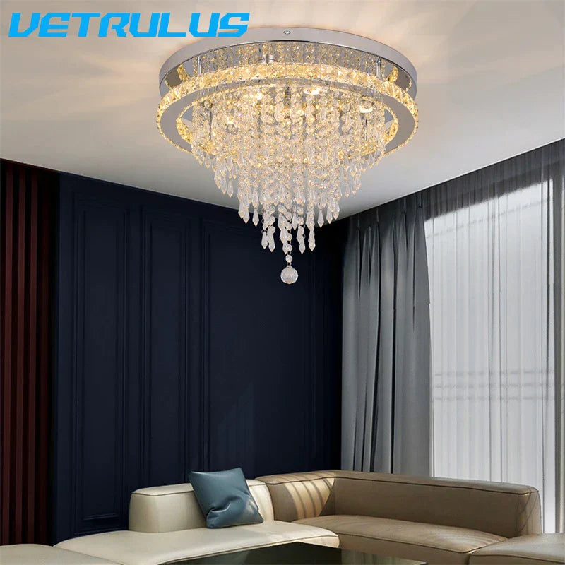 DecorBites™ K9 Crystal LED Chandelier Luxe Smart Ceiling Lamp Pendant Light