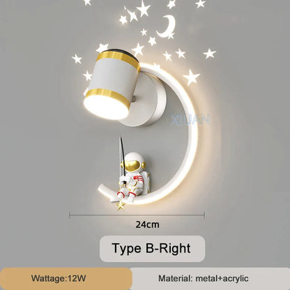 DecorBites™ Astronaut Wall Lamp: Gold White Black Bedroom Decor Resin Wall Mount Light
