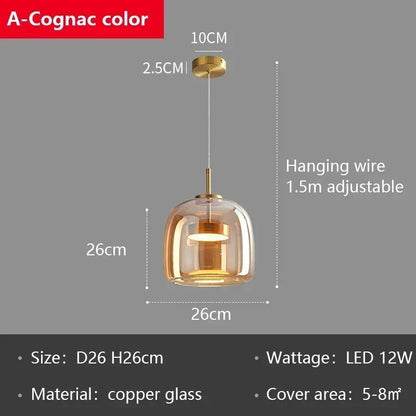 DecorBites™ Glass LED Pendant Chandelier for Dining Room Bar Bedroom Decor