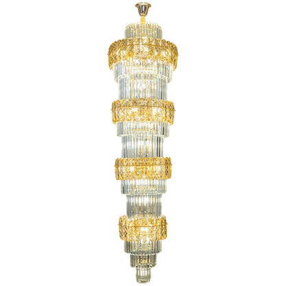 DecorBites™ Elegant Crystal Hollow Long Chandelier for Duplex Living Room and Stairwell