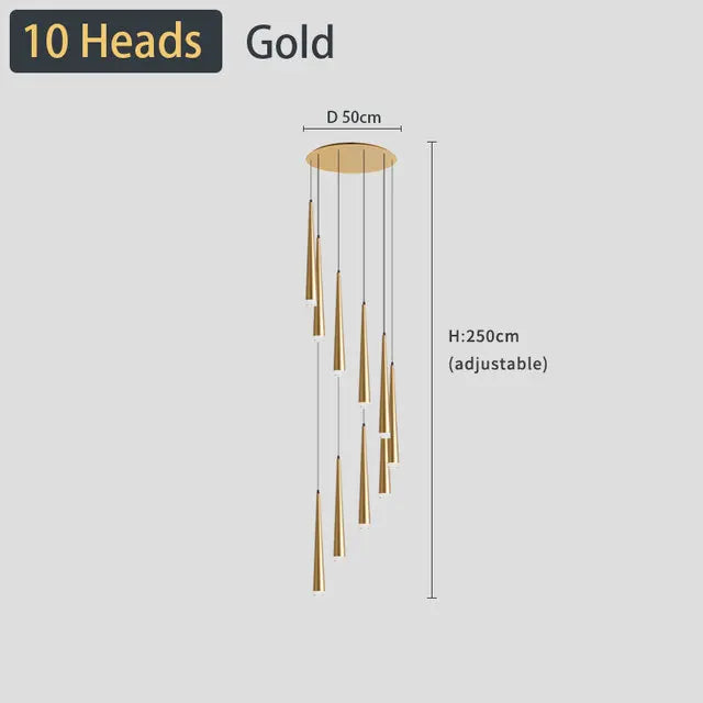 Lámpara de techo LED negra DecorBites™: Iluminación elegante para escaleras, decoración del hogar y sala de estar