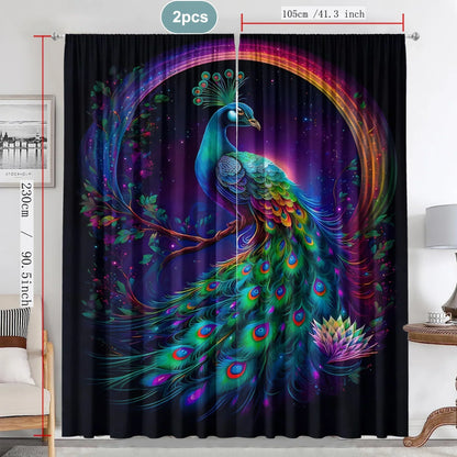 Decobites Good Luck Peacock Home Decoration Curtains for Happy New Year