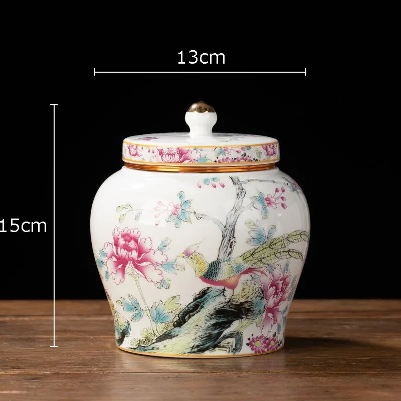 DecorBites™ Blue White Porcelain Tea Canister Organizer Box Coffee Container Caddy Jar