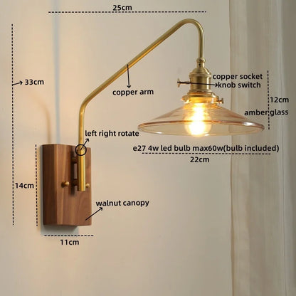 DecorBites™ Glass Copper LED Wall Sconce Modern Stair Light Fixtures