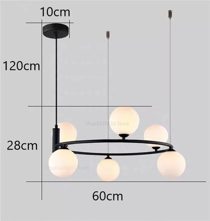 DecorBites™ Glass Ball Pendant Light Chandelier, Height Adjustable Metal G9 Bulb Lamp