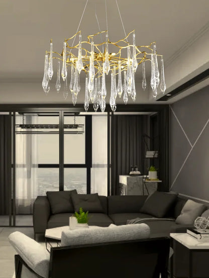 DecorBites™ Large Droplet Crystal Chandelier: Modern Bedroom & Restaurant Pendent Lamp