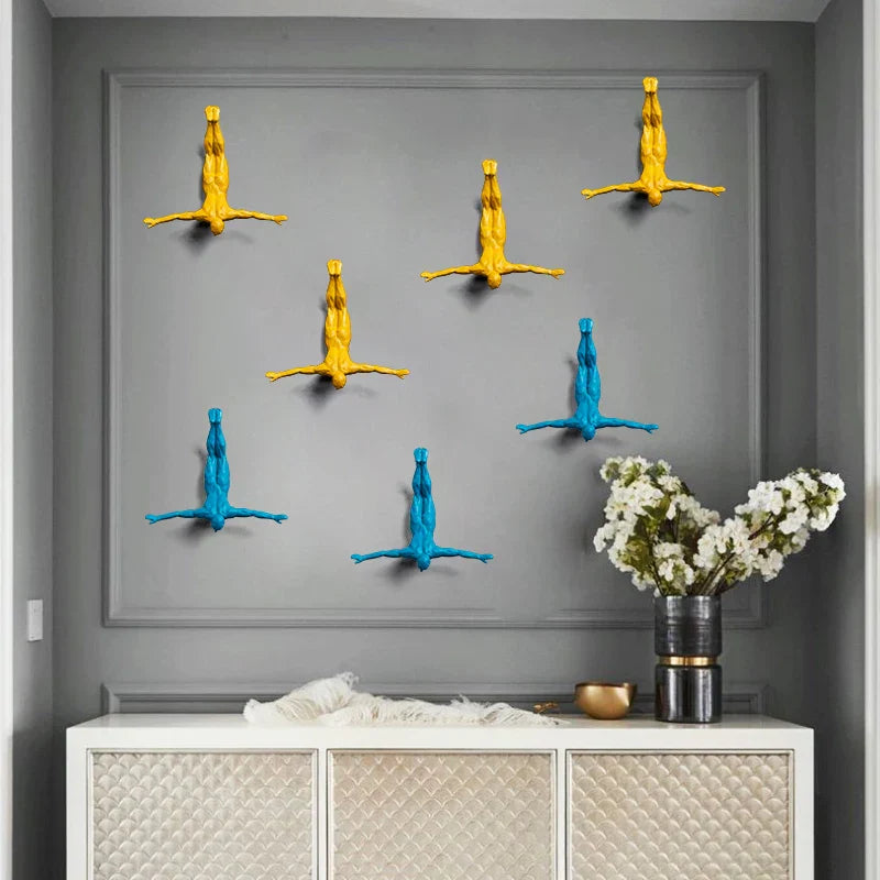 DecorBites™ Bungee Jumper Wall Sculpture: Industrial Style Sporty Figurine for Living Room Decor