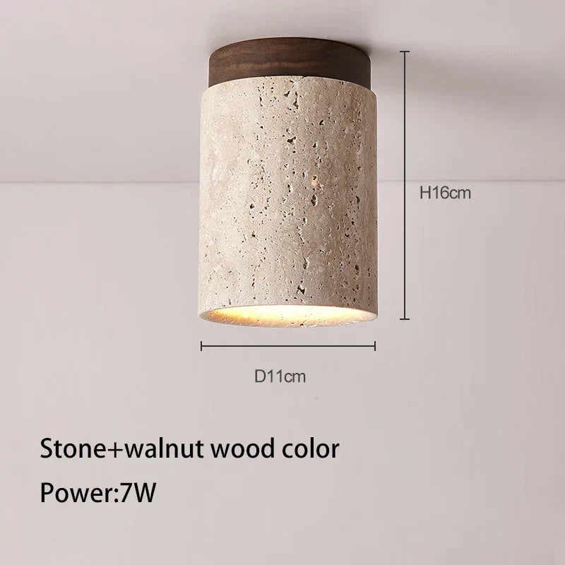 DecorBites™ Japanese Style Stone Wood Round Ceiling Light for Living Room and Corridor