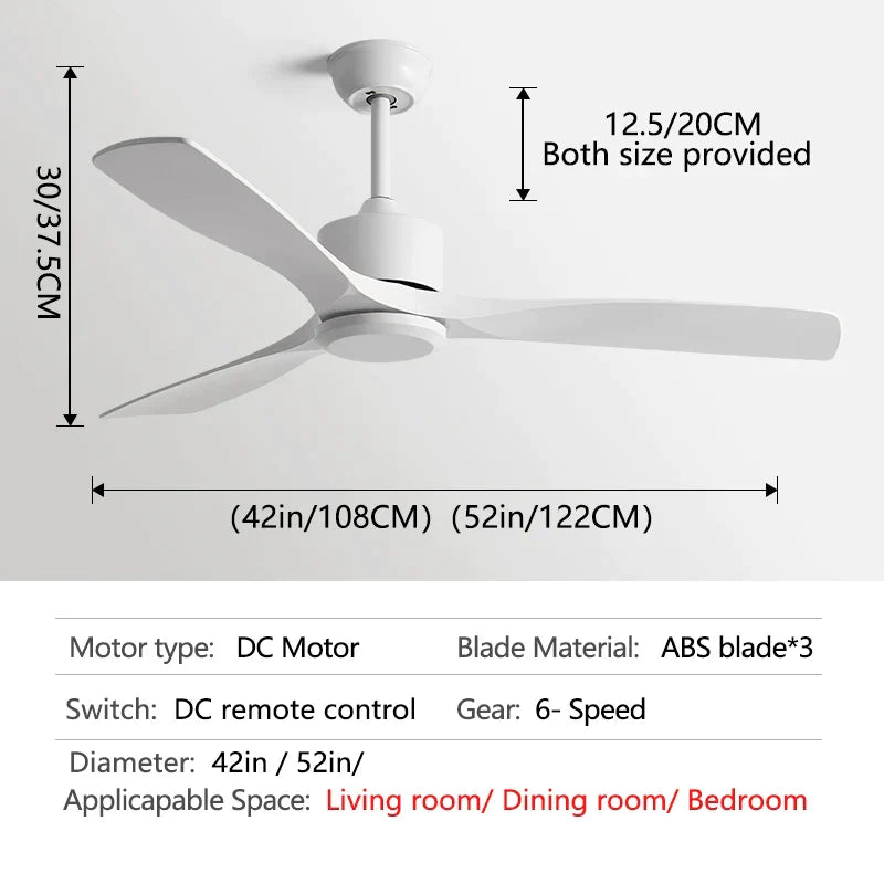 مروحة سقف صناعية سوداء من ديكوربايتس™ مقاس 52 بوصة، تدفق هواء قوي، غرفة معيشة، مكتب، تجاري