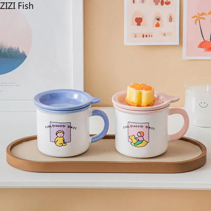 DecorBites™ Lovers Cartoon Pattern Porcelain Coffee Mug Tea Cup for Dining Table