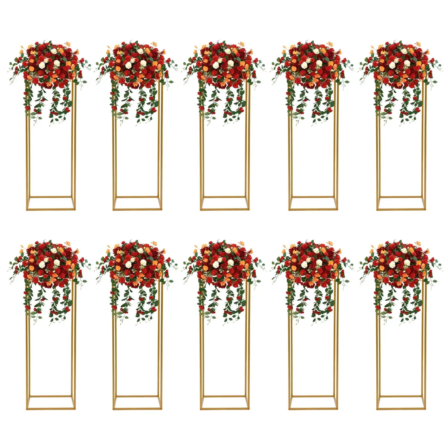 DecorBites™ Elegant 10-Piece Gold Wedding Flower Stand