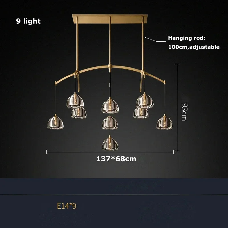 DecorBites™ Black Brass Retro Crystal Copper LED Ceiling Pendant for Home Lighting