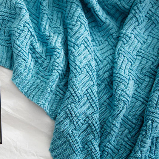 Manta jacquard acogedora DecorBites™: Chal de punto de color liso 100% algodón para la oficina o el hogar