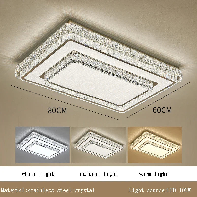DecorBites™ Crystal LED Ceiling Lamp 2024: Luxury Minimalist Bedroom Lights